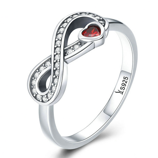 Rood hart Infinity Ring