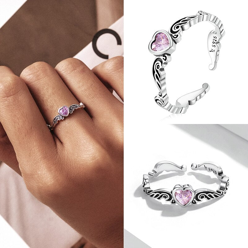 Roze hart tiara ring