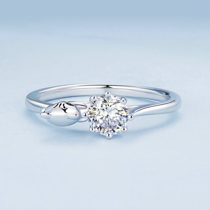 Solitaire ring met kat