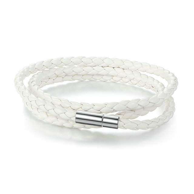 Witte lederen armband