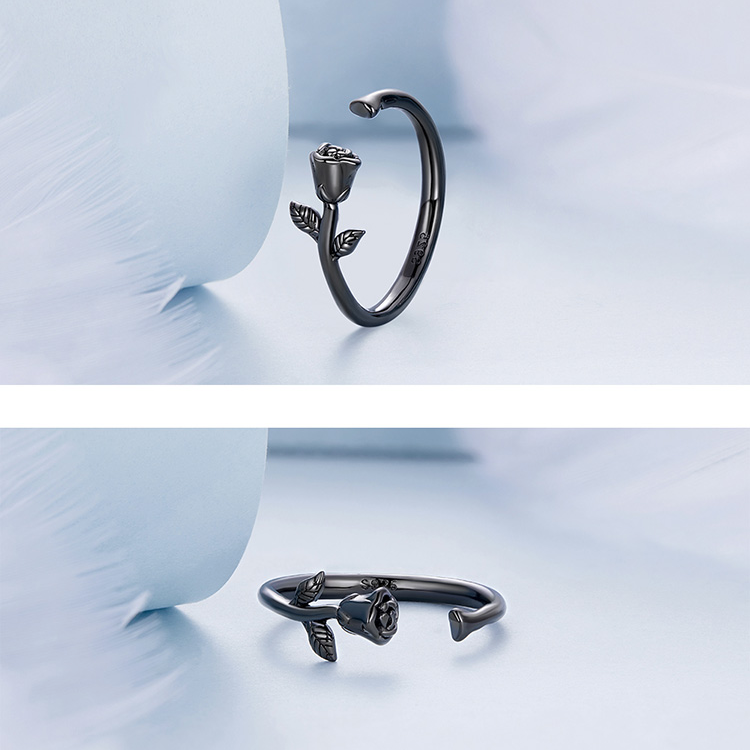 Zwarte roos ring