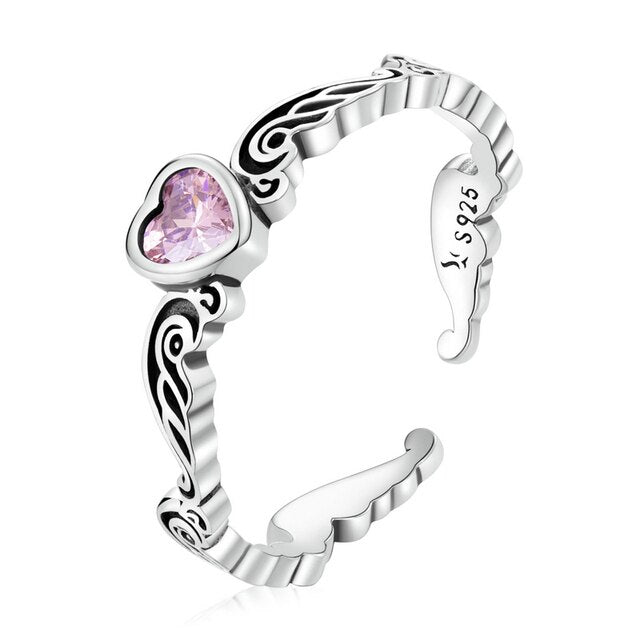 Roze hart tiara ring